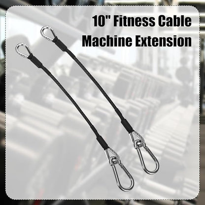 2pcs 10" Gym Extension Cable, Fitness Extension Cable Compatible with Bowflex, Home Gym Machine Accessories Replacement with Carabiner, for Leg Extension, LAT/Tricep Pull Down (1 Pair)