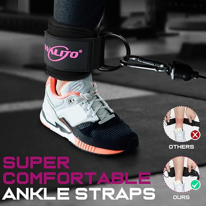 WALITO Gym Ankle Straps for Working Out - Glute Ankle Cuff Kickback Strap, Gym Cable Machine Accessories for Women Glute Leg Extensions, Hip Abductors & Lower Body Exercises Equipment