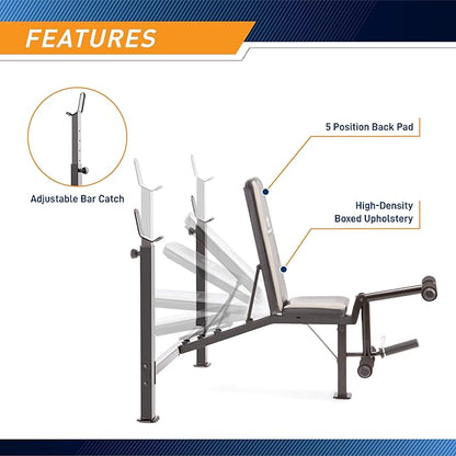 Marcy Olympic Weight Bench, Workout Benches For Home With Leg Developer MWB-4491