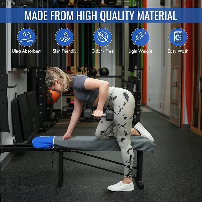 Protective Microfiber Weight Bench Cover | Multipurpose Design, Sweatproof & Odor Free Workout Bench Cover | Gym Workout Equipment Cover with 2 Built-In Storage Pockets