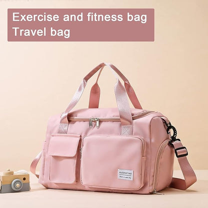 Small Gym Bag for Women, Travel Duffle Bag Carry On Weekender Bag with Shoe Compartment