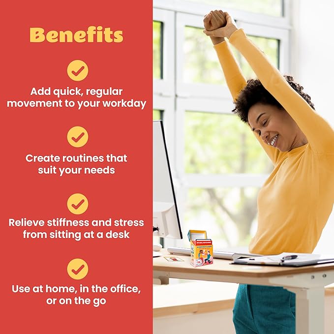 75 Desk Workout Cards – 50 Light Bodyweight Exercises & 25 Stretches for Quick, Easy Chair Routines – 3.5x2.5” Workstation Exercise Deck for Women & Men – No-Sweat Fitness at Home or Office