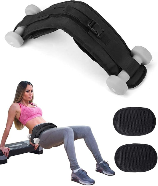 Hip Thrust Belt for Dumbbells Heavy with 2 Slip-Resistant Pads, Dumbbell Belt for Hip Thrust, Indoor and Outdoor Fitness, Easy to Use with Kettlebells, Plates, Hip Thrust Belt for Weights up to 100lbs