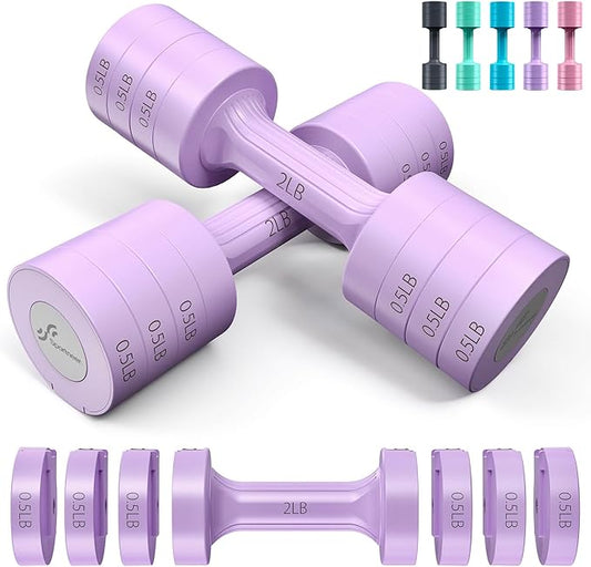 Adjustable Dumbbells Hand Weights Set: Sportneer 5 lb Dumbbells Set of 2 Each 2lb 3lb 4lb 5lb Free Weights Fast Adjust Weight 4 In 1 Weights Dumbbells Set for Women Men Home Gym Exercise Training