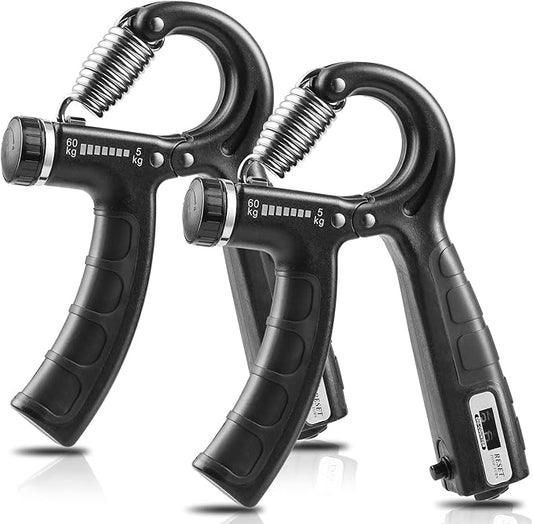 2 Pack Grip Strength Trainer with Counter, Hand Grip Strengthener, Adjustable Resistance 11-132Lbs (5-60kg), Forearm Strengthener, Perfect for Athletes and Hand Injury Recovery