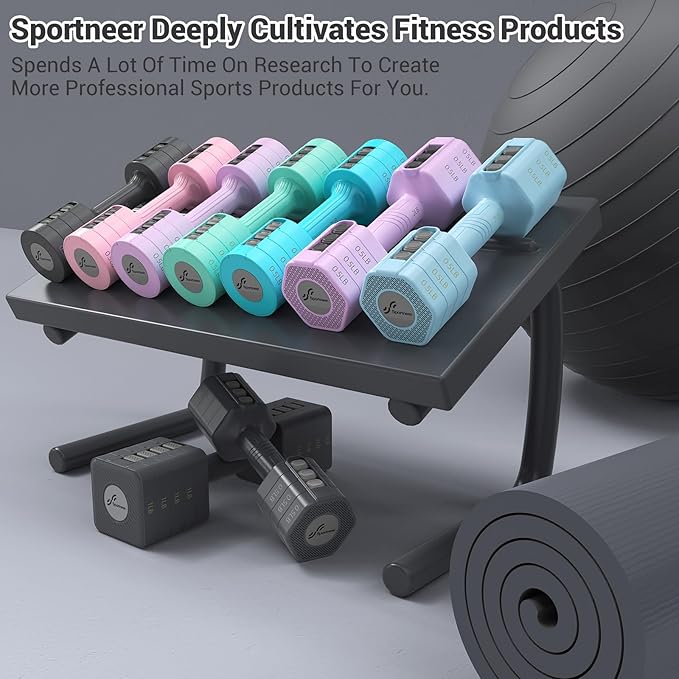 Adjustable Dumbbells Hand Weights Set: Sportneer 5 lb Dumbbells Set of 2 Each 2lb 3lb 4lb 5lb Free Weights Fast Adjust Weight 4 In 1 Weights Dumbbells Set for Women Men Home Gym Exercise Training