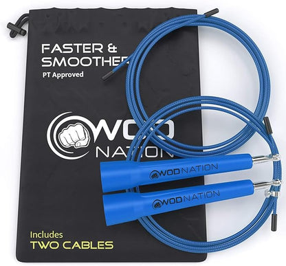 WOD Nation Adjustable Speed Jump Rope For Men, Women & Children - Blazing Fast Fitness Skipping Rope Perfect for Boxing, MMA, Endurance