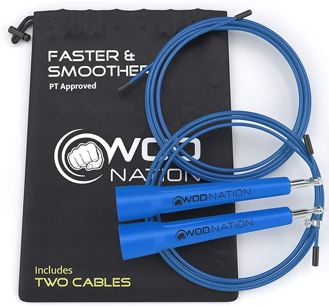 WOD Nation Adjustable Speed Jump Rope For Men, Women & Children - Blazing Fast Fitness Skipping Rope Perfect for Boxing, MMA, Endurance