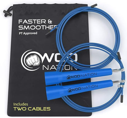 WOD Nation Adjustable Speed Jump Rope For Men, Women & Children - Blazing Fast Fitness Skipping Rope Perfect for Boxing, MMA, Endurance