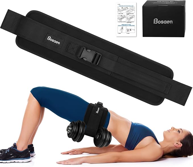 Hip Thrust Belt, Dumbbell Belt with 6.5mm Thick Non-slip Padding for Safety & Relieve Pressure, Booty Belt with Stronger Load-Bearing, Easy to Use with Dumbbells, Kettlebells or Plates