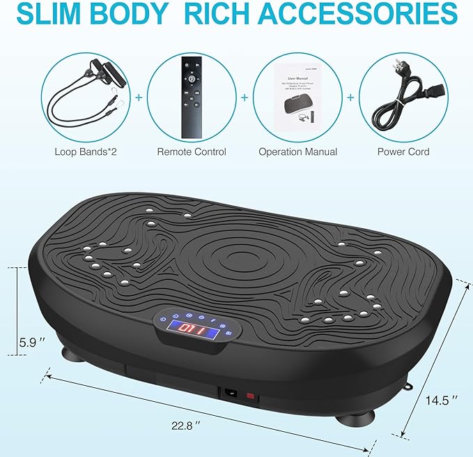 AXV Vibration Plate Exercise Machine Whole Body Workout Power Vibrate Fitness Platform Vibrating Machine Exercise Board for Weight Loss Shaping Toning Wellness Home Gyms Workout