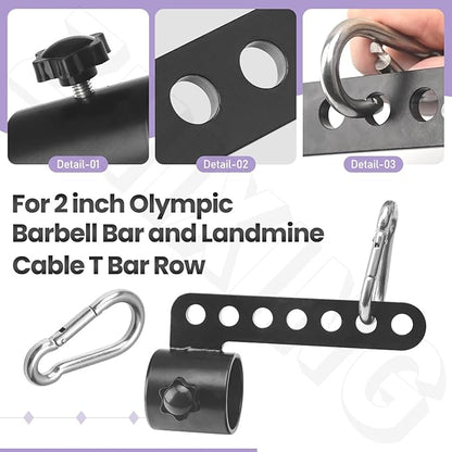 【Belt Squat Attachment Barbell】Belt Squat Bar Machine Attachment for 2 inch Olympic Barbell Bar & Landmine D-Handle Cable T Bar Row Locking Belt Squat Barbell for Landmine Workout Attachments