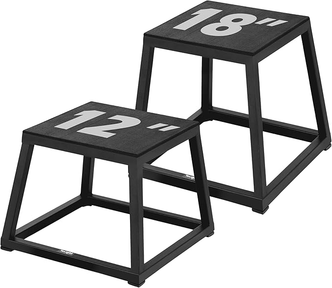 Yes4All Metal Plyometric Box with 550lbs Capacity, Pre-Assembled, Plyo Box Jump Platforms, Step Up Box for Workout Home Gym