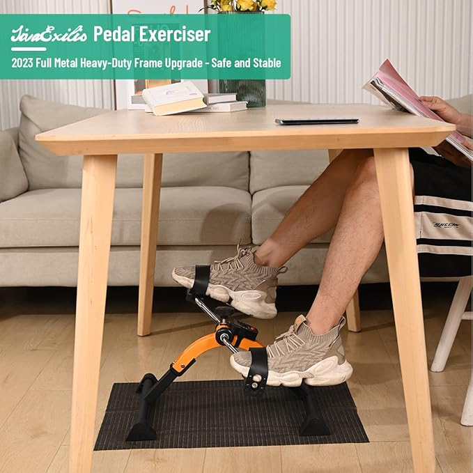 Foot Pedal Exerciser for Seniors, Under Desk Bike Pedal Exerciser with LCD Display & Anti-Slip Mat for Home/Office, Portable Folding Mini Peddler for Legs/Arms Workout, Gifts for Elders