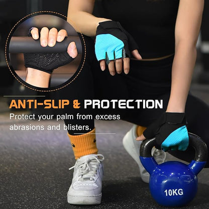 sunnex Gym Gloves, Workout Gloves, Fingerless Gloves for Weightlifting, Lightweight Breathable Fitness Gloves, Sports Gloves for Training Lifting Weight Cycling Climbing Rowing