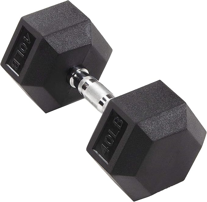 HULKFIT Rubber Coated Hex Shaped Dumbbell Weights - Black