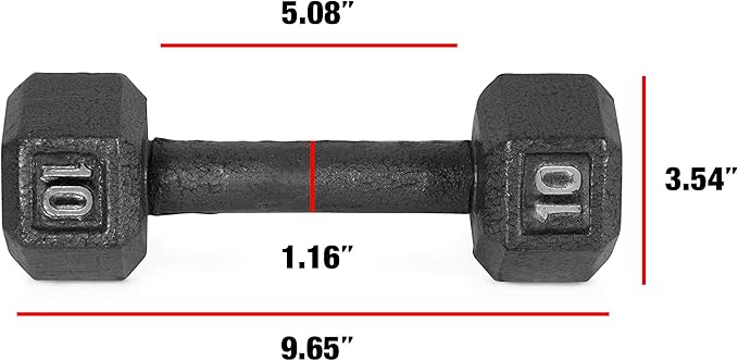 CAP Barbell Black Cast Iron Hex Dumbbell | 5-120 LBs | Single or Pair