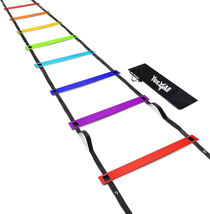 Yes4All 8, 12, 20 Rungs Agility Ladder - Speed Training Equipment for All Ages & Levels with Carrying Bag - Speed Ladder