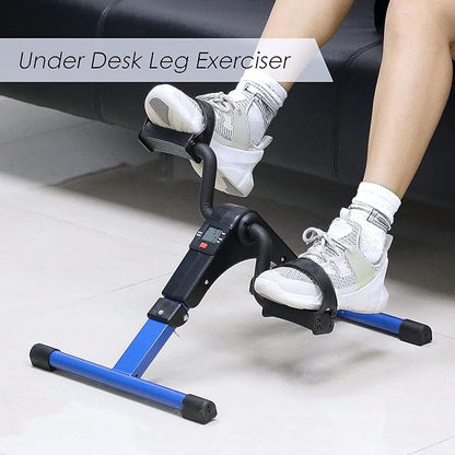 Folding Pedal Exerciser, Mini Exercise Bike Under Desk Bike Foot Pedal Exerciser, Foot Hand Cycle Portable Peddler Machine Bicycle Exerciser Arm Leg Exerciser While Sitting