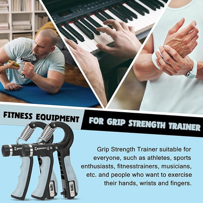 Hand Grip Strengthener with Counter, Adjustable Resistance - Forearm Trainer, Grip Strengthener, and Hand Strengthening Device for Athletes