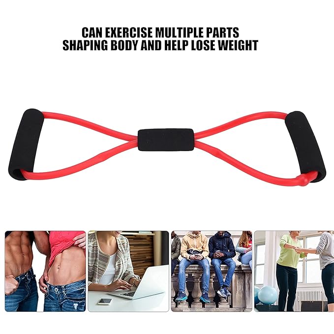 Resistance Bands, Resistance Exercise Band with Comfortable Handles, Body Exercise Resistance Band Household Fitness Elastic Stretch Training Band Strap for Strength Training Muscle Toning(red)