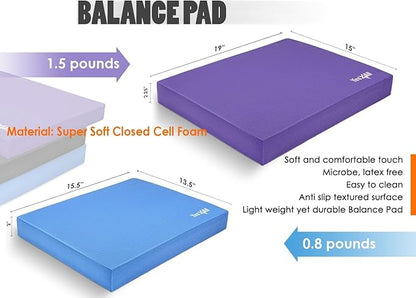 Yes4All Upgraded Size Foam Pad for Exercise, Nonslip Foam Balance Pad Physical Therapy, Yoga & Stability Training Balance Mat