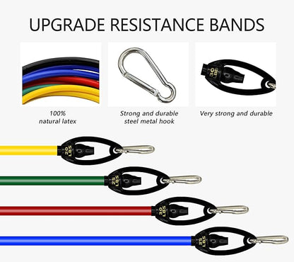 Resistance Bands Set (Pro) for Men & Women（11Pcs）- 5 Stackable Premium Cable Bands with Handles, Door Anchor, and Ankle Straps，Best Exercise Equipment for Your Home Gym- Stackable Up to 150 lbs