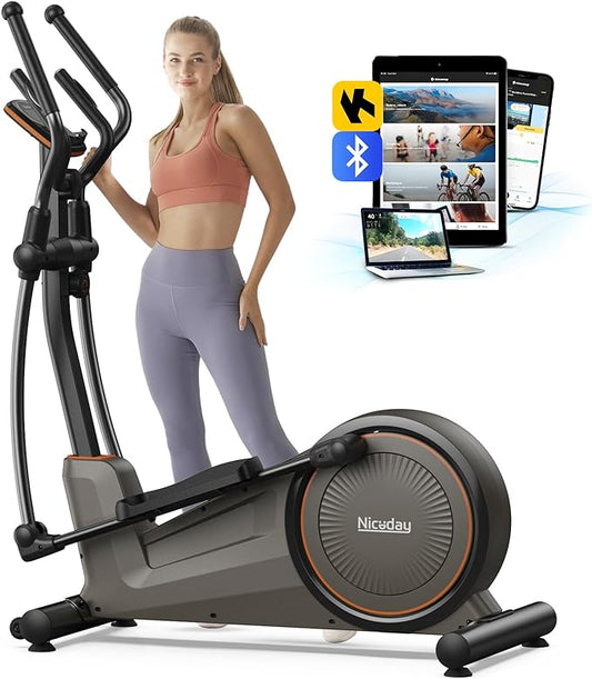 Niceday Elliptical Machine, Elliptical Exercise Machine for Home with Hyper-Quiet Magnetic Driving System, Elliptical Trainer with 15.5IN-18IN Stride, 16 Resistance Levels, 400LBS Loading Capacity