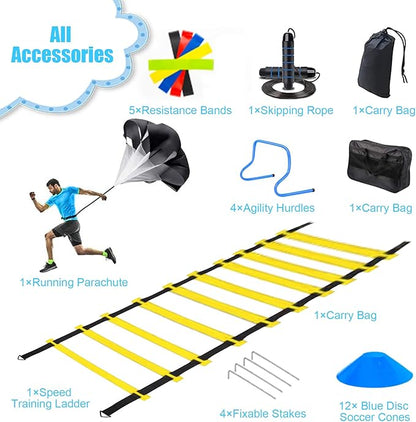 Agility Ladder Speed Training Equipment Set - Football 4 Agility 20ft Agility 12 Soccer