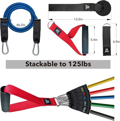 BOB AND BRAD Resistance Bands, Resistance Bands Set for Workout Stackable Up to 125-150 lbs, Exercise Bands with Door Anchor, Ankle Straps, Handles and Carry Case for Strength, Yoga, Gym for Men and Women