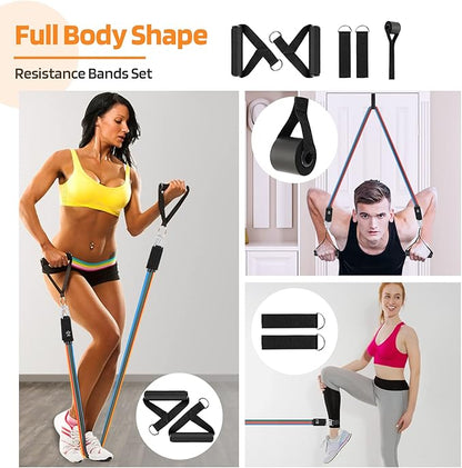 Resistance Bands Set for Men & Women(11Pcs),Strength Training Fitness Tubes Tension Bands with Handle,Ankle Straps, Door Anchor, Carry Bag,Exercise Band Set 150lbs,Home Workouts