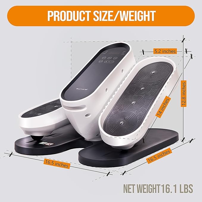 Under Desk Elliptical Exercise Machines , Quiet Electric Seated Ellipse Leg Exerciser for Seniors Adults, Compact Portable Foot Pedal Training Equipment with Remote Control for Home Office