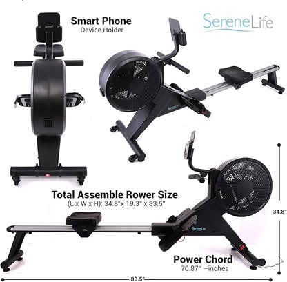 SereneLife Smart Rowing Machine-Home Rowing Machine with Smartphone