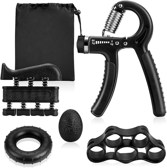 Hand Grip Exerciser Strengthener (5 Piece Set) for Kid Adult, Adjustable Grip Strength Trainer, Hand Squeezer Grip Stress 3D Balls, Finger Strength Trainer for Workout, Stress Relief