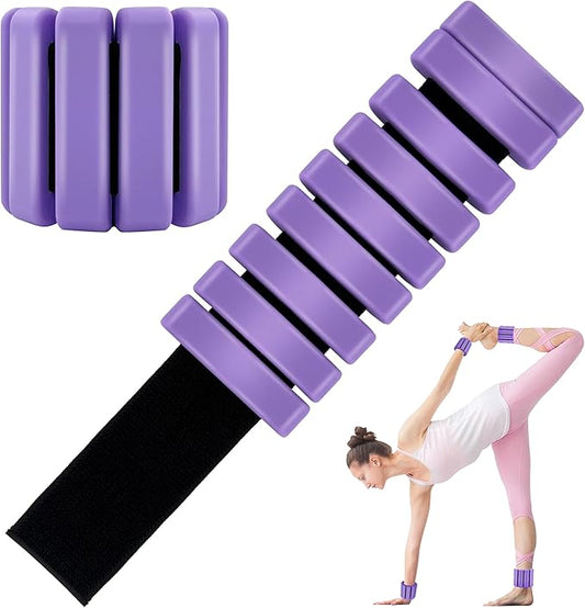 Wearable Wrist & Ankle Weights Set of 2/4, Adjustable Silicone Leg & Arm Weights for Women and Men for Yoga Pilates Fitness Strength Training Walking