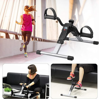 Folding Pedal Exerciser, Mini Exercise Bike Under Desk Bike Foot Pedal Exerciser, Foot Hand Cycle Portable Peddler Machine Bicycle Exerciser Arm Leg Exerciser While Sitting