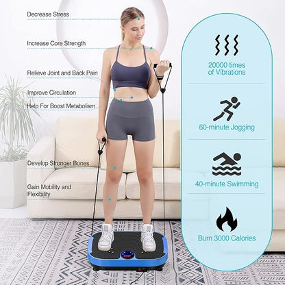 Vibration Plate Exercise Machine Whole Body Workout Vibrate Fitness Platform Lymphatic Drainage Machine for Weight Loss Shaping Toning Wellness Home Gyms Workout