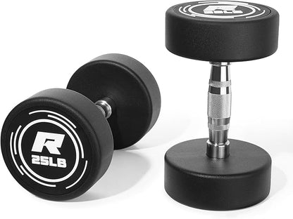 Ritfit 5-250 LBS PVC Encased Round Dumbbell sets with Knurled Handle and Optional Rack, Strength Training Equipment for Home Gym