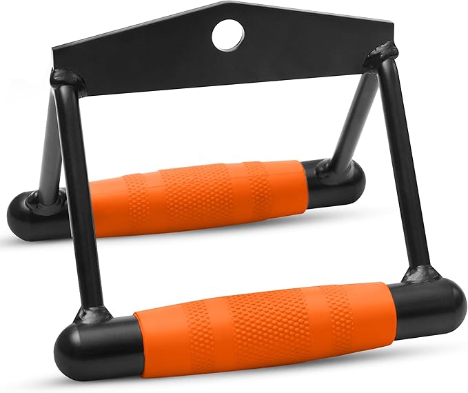 SQUATZ Double D Row Handle - Non Slip Handle Cable Attachment for Weight Workout with 360 Degree Rotational Knuckle, Great for Seated Row Exercises, Fit Nicely for All Cable Machine Systems