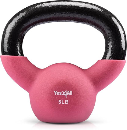 Yes4All Neoprene Coated/Adjustable Kettlebell & Kettlebell Sets - Hand Weights for Home Gym & Dumbbell Weight Set training