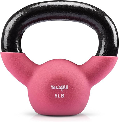 Yes4All Neoprene Coated/Adjustable Kettlebell & Kettlebell Sets - Hand Weights for Home Gym & Dumbbell Weight Set training