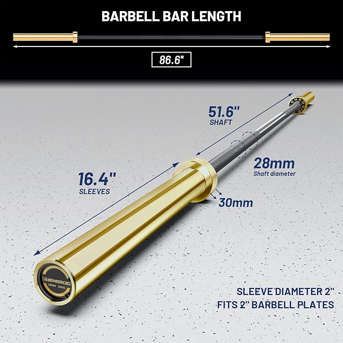 7ft Olympic Barbell Bar 45LB Load 1500-lbs Capacity Available, for Gym Home Exercises, Weightlifting, Powerlifting for 2" Olympic Plates