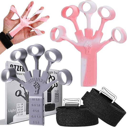 Grip Strength Trainer with Forearm Strengthener, Hand Grip Strengthener, Hand Extension Exerciser, Stress Relief Ball and Hand Grip Strengthener for Muscle Building and Injury Recover(5 PCS)