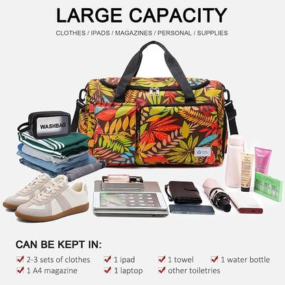 Small Gym Bag for Women, Travel Duffle Bag Carry On Weekender Bag with Shoe Compartment