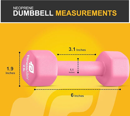 Neoprene Coated Workout Dumbbells set of 2 – Anti Roll, Non Slip with Smooth Grip Fitness & Exercise Dumbbells – Hexagon Shaped Hand Weights for Women & Men – Best Choice for Gyms & home use