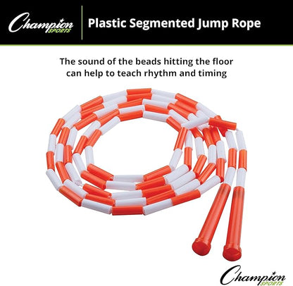 Champion Sports Classic Plastic Segmented Beaded Jump Ropes - Phys. Ed, Gym, Fitness and Recreational Use, In a Variety of Lengths for Kids to Adults