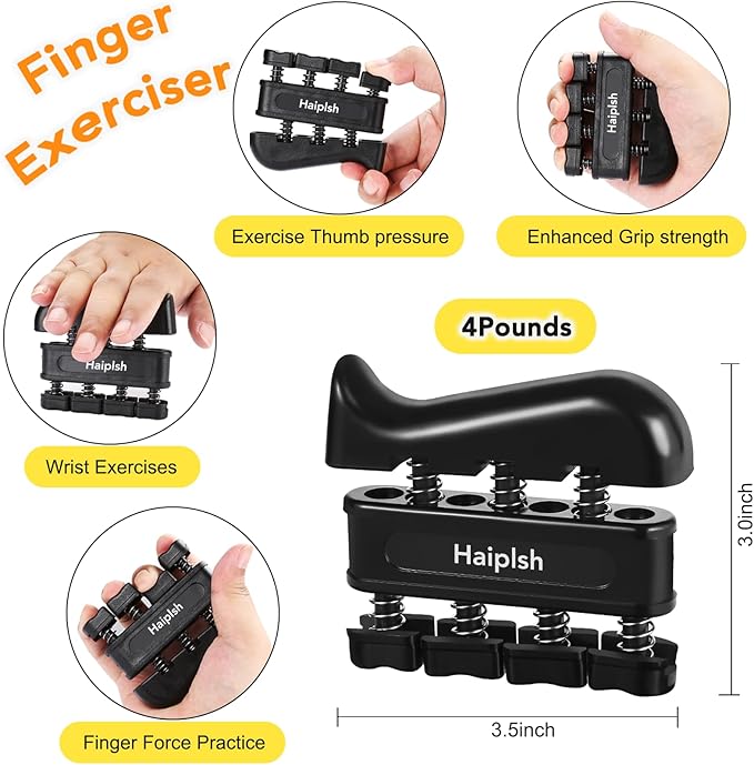 Grip Strength Trainer with Hand Grip Strengthener, Finger Exerciser, Hand Extension Exerciser and Forearm Workout Ring for Muscle Building and Injury Recovery for Athletes