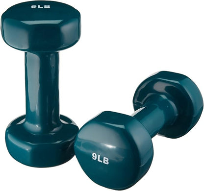 Sammons Preston Vinyl-Coated Iron Dumbbells, 1-Pound, Pair, Soft Easy-Grip Dumbbell Weights for Strength Training, Muscle Toning, Body Rehabilitation, and Physical Therapy, Home, Gym, and Clinical Use