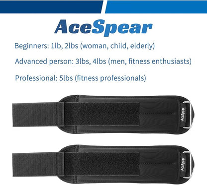 AceSpear Ankle Weights Sets for Men Women Kids 1lb 2lb 3lb 4lb 5lb Leg Arm Wrist Gym for Foot Exercise Training Workout Walking Jogging Yoga