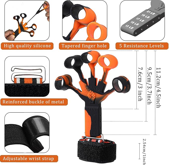 Grip Strength Trainer/Forearm Strengthener, 2PCS Upgraded Finger Strengthener, Hand Grip Strengthener, Finger Resistance Band for Wrist Physcial Rehabilitation/10 Resistance Levels